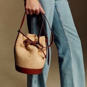 Sezane MINI FARROW RAPHIA BAG Woven Raffia Crossbody Bag NATURAL BEIGE